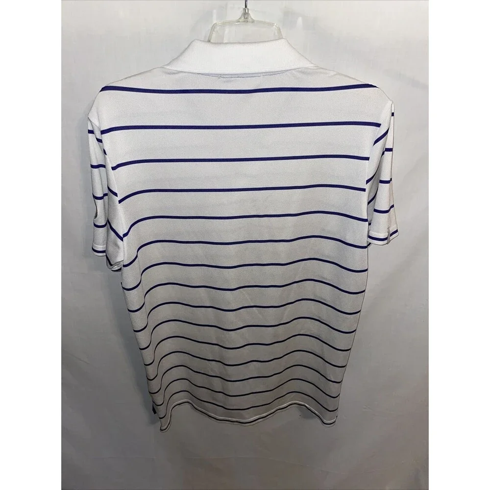 Ralph Lauren RLX Mens Golf Shirt Size Medium White Striped Short Sleeve Button